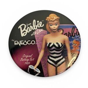 VTG Enesco Barbie Pin Button Black Original Bathing Suit 1959 Retro Accessory